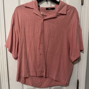Fashion Nova Pink Casual Button Down Shirt